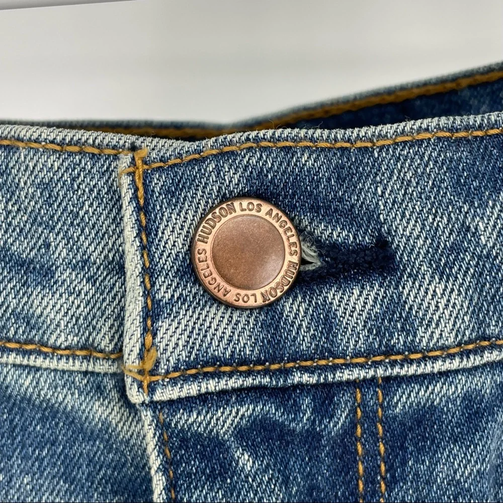 Hudson Jeans Light Blue Distressed Denim Mini Skirt